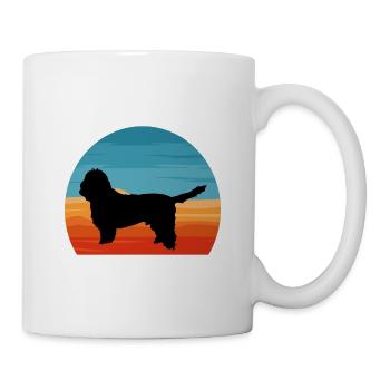 Basset Griffon Vendeen Petit Hund Silhouette Retro - Tasse - Weiß - Rechts