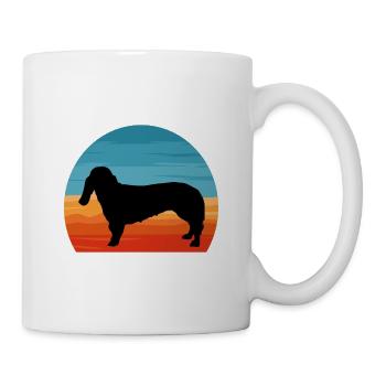 Basset Bleu De Gascogne Dog Silhouette Retro Sun - Mug blanc - blanc - Droite