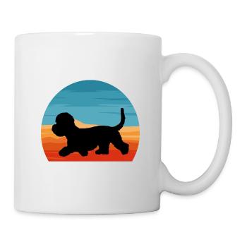 Dandie Dinmont Terrier Dog Silhouette Retro Sunset - Mug - white - Right