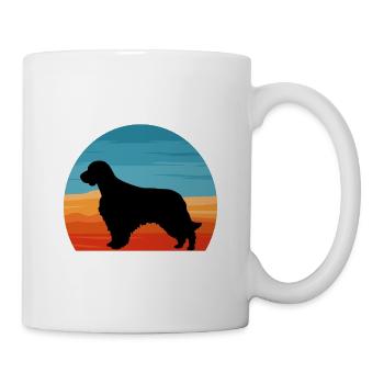 Welsh Springer Spaniel Dog Silhouette Retro Sunset - Mug - white - Right
