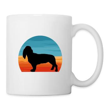 Basset Artesien Normand Dog Silhouette Retro Sun - Mug - white - Right