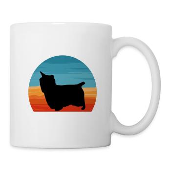Australian Silky Terrier Dog Silhouette Retro Sun - Mug - white - Right