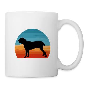Zentralasiatischer Schäferhund Silhouette Retro Sonnenuntergang - Tasse - Weiß - Rechts