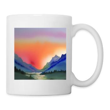 Mountain watercolor lake - Mug - white - Right