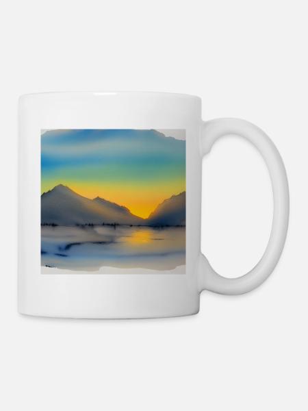Bergsee-Kunstwerk - Tasse - Weiß