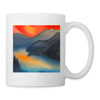 Aquarelle de brume de montagne - Mug blanc - blanc - Droite