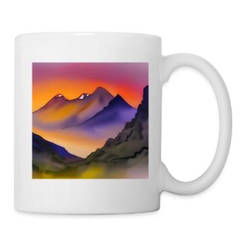 Berge Aquarell Natur - Tasse - Weiß - Rechts