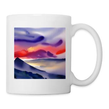 Berge Aquarellfarbe - Tasse - Weiß - Rechts