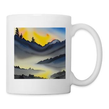 Superbe paysage de montagnes aquarelles - Mug blanc - blanc - Droite