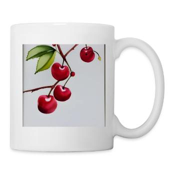 Winterliche Kirschmalerei - Tasse - Weiß - Rechts