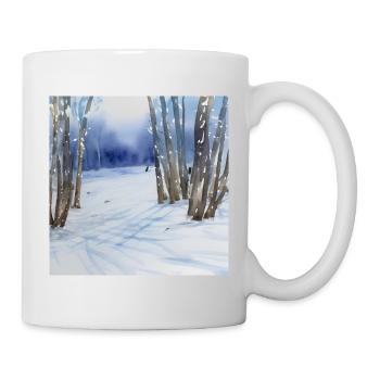 Winter Wald Aquarell Natur - Tasse - Weiß - Rechts