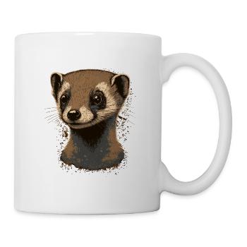 Frettchenkopf Illustration - Tasse - Weiß - Rechts