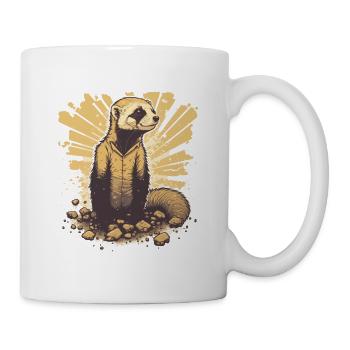 Furet sortant de son trou - Mug blanc - blanc - Droite