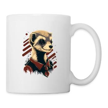Frettchen mit Krawatte - Tasse - Weiß - Rechts
