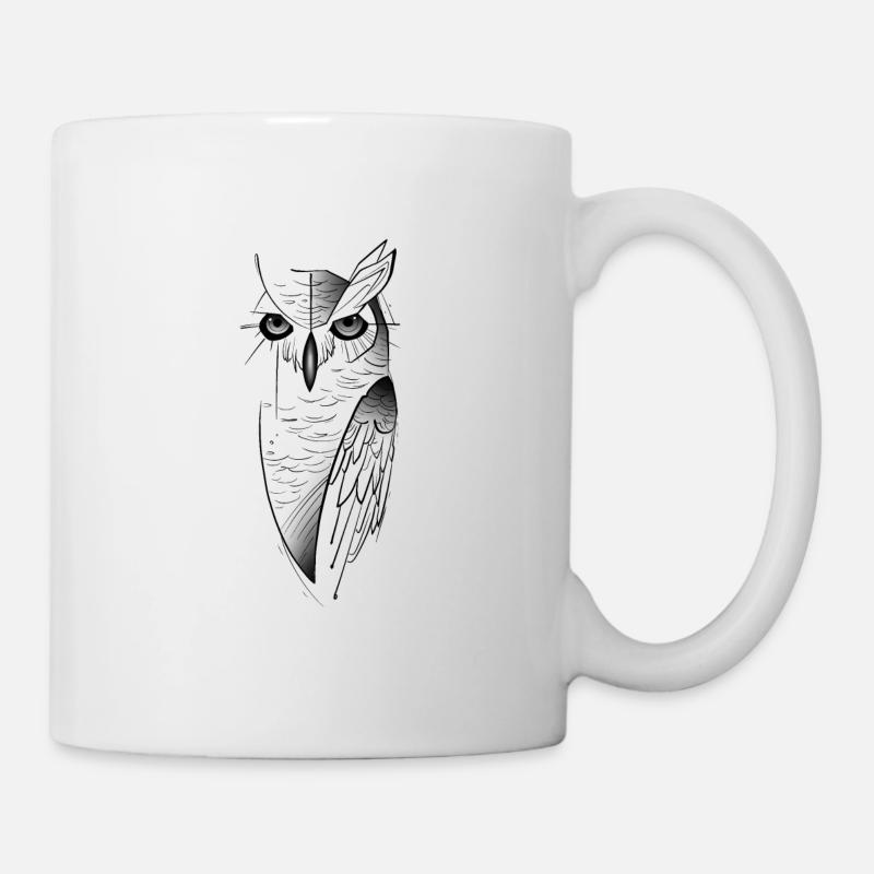 Eulenskizze - Tasse - Weiß