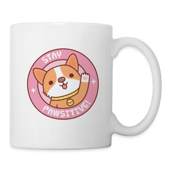 Süßer Corgi bleiben Pawsitive Lustig - Tasse - Weiß - Rechts