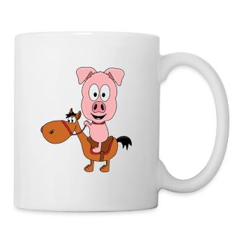 REITEN - PFERD - PONY - SCHWEIN - TIERE - Tasse - Weiß - Rechts
