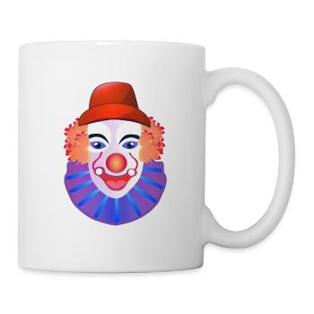 Fasching Kostüm Clown Gesicht Karneval - Tasse - Weiß - Rechts