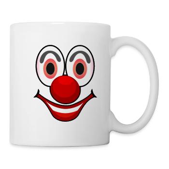 Fasching Kostüm Clown Gesicht Karneval - Tasse - Weiß - Rechts