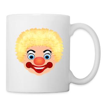 Fasching Kostüm Clown Gesicht Karneval - Tasse - Weiß - Rechts