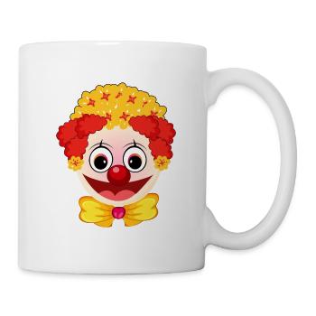Fasching Kostüm Clown Gesicht Karneval - Tasse - Weiß - Rechts