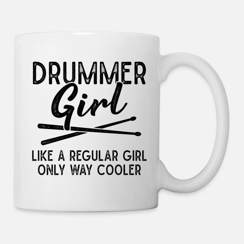 Schlagzeuger Mädchen Schlagzeug Drumsticks - Tasse - Weiß