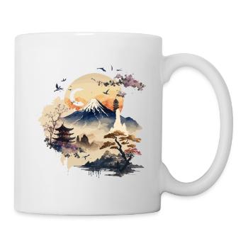 Snowy Mountain - Japanese Watercolor Art - Mug - white - Right