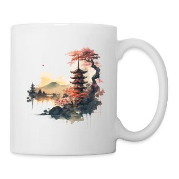 Œuvre d’art de temple asiatique - Mug blanc - blanc - Droite