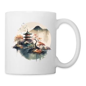 Traditionelle japanische Holzschnittkunst - Tasse - Weiß - Rechts