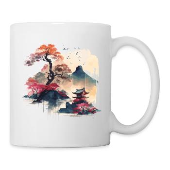 Japanische Kunst - Tasse - Weiß - Rechts