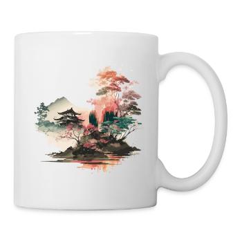 Paysage de gravure sur bois - Mug blanc - blanc - Droite