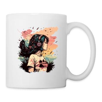 Anime Mädchen hört Musik - Tasse - Weiß - Rechts
