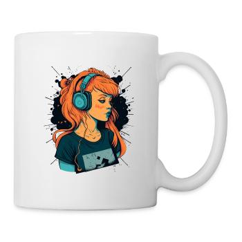 Fille aimant la musique - Mug blanc - blanc - Droite