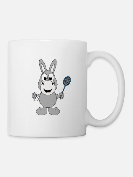 FEDERBALL - BADMINTON - SPORT - ESEL - TIER - KIND - Tasse - Weiß