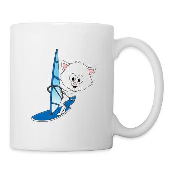 WINDSURFEN - KATZE - WASSERSPORT - TIER - KIND - Tasse - Weiß - Rechts