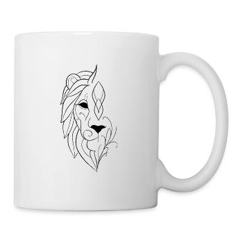 Ornamentaler Löwenkopf - Tasse - Weiß - Rechts