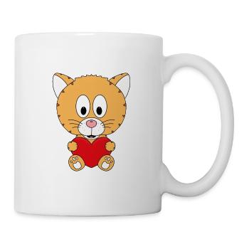 LIEBE - HERZ - KATZE - KATER - TIER - TIERISCH - Tasse - Weiß - Rechts