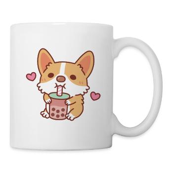 Cute Little Corgi Loves Bubble Tea - Mug - white - Right
