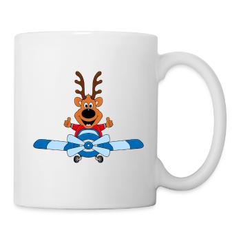 FLUGZEUG - REH - PILOT - TIER - KIND - BABY - Tasse - Weiß - Rechts