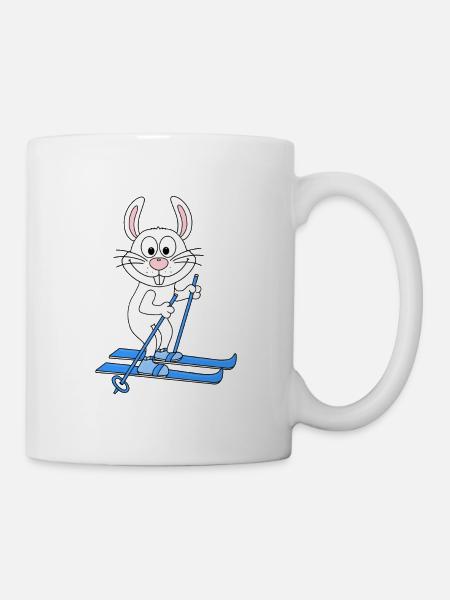 SKI - HASE - WINTERSPORT - TIER - KIND - BABY - Tasse - Weiß