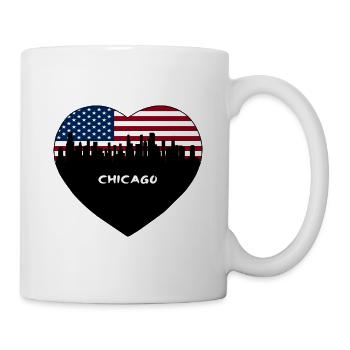 Chicago Illinois USA Flag Skyline Souvenir de voyage - Mug blanc - blanc - Droite