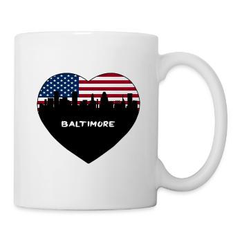 Baltimore Maryland USA Flagge Skyline Travel Souveni - Tasse - Weiß - Rechts