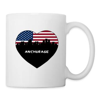 Anchorage Alaska USA Flagge Skyline Reise Souvenir - Tasse - Weiß - Rechts