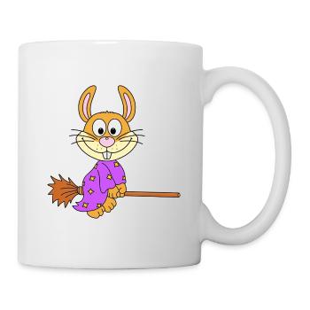 HASE - HEXE - HEXENBESEN - TIER - KIND - BABY - Tasse - Weiß - Rechts