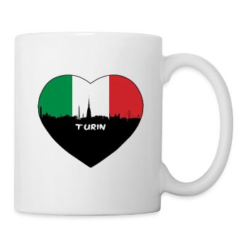 Turin Italien Flagge Skyline Reise Souvenir - Tasse - Weiß - Rechts