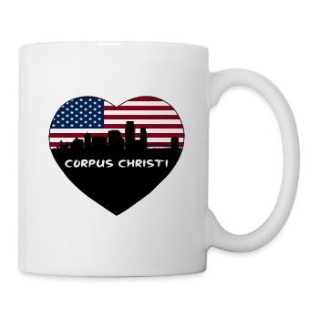 Corpus Christi Texas USA Flagge Skyline Reisen Souve - Tasse - Weiß - Rechts
