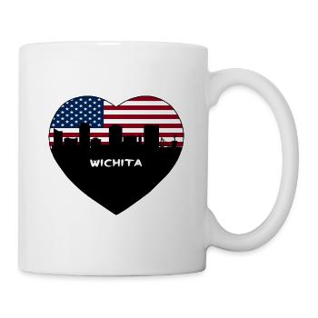 Wichita Kansas USA Flag Skyline Travel Souvenir - Mug - white - Right