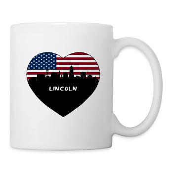 Lincoln Nebraska USA Flagge Skyline Reise Souvenir - Tasse - Weiß - Rechts