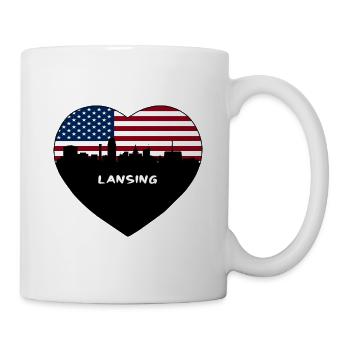 Lansing Michigan USA Flagge Skyline Reise Souvenir - Tasse - Weiß - Rechts