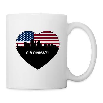 Cincinnati Ohio USA Flag Skyline Travel Souvenir - Mug - white - Right